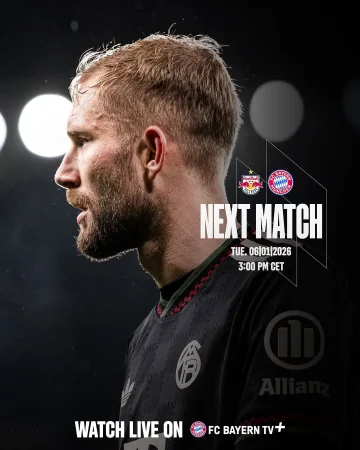 📌 𝗡𝗲𝘅𝘁 𝗠𝗮𝘁𝗰𝗵: 𝗙𝗿𝗶𝗲𝗻𝗱𝗹𝘆 𝗮𝗴𝗮𝗶𝗻𝘀𝘁 𝗙𝗖 𝗥𝗲𝗱 𝗕𝘂𝗹𝗹 𝗦𝗮𝗹𝘇𝗯𝘂𝗿𝗴 🔴⚪
Watch our first match of 2026 with FC Bayern TV PLUS 📺