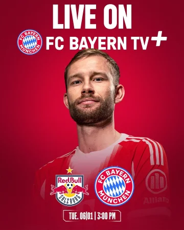 ♦️ 𝐅𝐂 𝐑𝐞𝐝 𝐁𝐮𝐥𝐥 𝐒𝐚𝐥𝐳𝐛𝐮𝐫𝐠 𝐯𝐬. 𝐅𝐂 𝐁𝐚𝐲𝐞𝐫𝐧 ♦️

Tuesday, January 6, 2026 at 3pm! Live on FC Bayern TV PLUS! Get your TV PLUS now and watch live! 👉 link in bio and story!