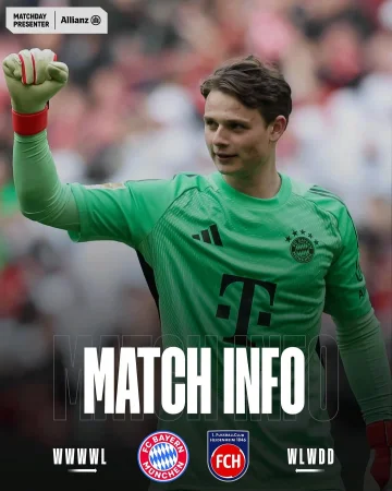 Key 𝙁𝘼𝘾𝙏𝙎 & 𝙎𝙏𝘼𝙏𝙎 ahead for tonight’s Bundesliga match vs Heidenheim! ✨

Back at home – let’s get it done. 👊
