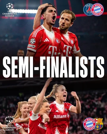 𝐂𝐡𝐚𝐦𝐩𝐢𝐨𝐧𝐬 𝐋𝐞𝐚𝐠𝐮𝐞 𝐒𝐞𝐦𝐢-𝐅𝐢𝐧𝐚𝐥𝐢𝐬𝐭𝐬² 😮‍💨✨

First up: @fcbfrauen host FC Barcelona in the first leg of the UWCL semi-final at the @allianzarena. Get your tickets now! 🏟️