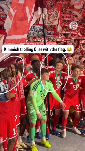 Olise was trying to celebrate. Kimmich had other plans. 😂