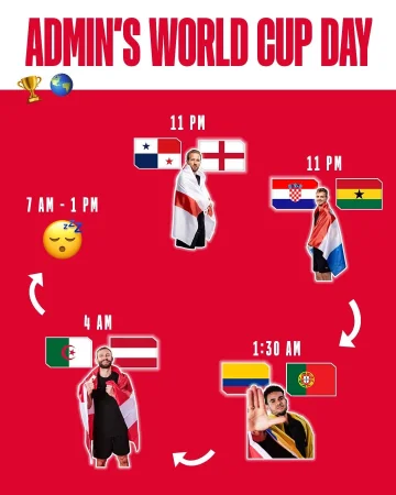 Admin schedule during the World Cup: our boys first, sleep later. 🌍😅