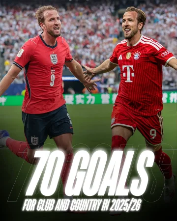 𝟳𝟬 𝗚𝗢𝗔𝗟𝗦. 𝗦𝗧𝗜𝗟𝗟 𝗖𝗢𝗨𝗡𝗧𝗜𝗡𝗚. 👑⚽

𝗛𝗮𝗿𝗿𝘆 𝗞𝗮𝗻𝗲 is now on an incredible 70 goals this season – a number for the history books. 🤯