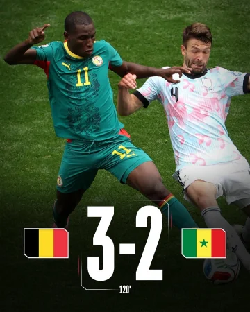 After a strong fight, Senegal fall 3-2 to Belgium after extra time. 🇸🇳

𝗡𝗶𝗰𝗼𝗹𝗮𝘀 𝗝𝗮𝗰𝗸𝘀𝗼𝗻 is brought on in extra time, while 𝗕𝗮𝗿𝗮 𝗦𝗮𝗽𝗼𝗸𝗼 𝗡𝗱𝗶𝗮𝘆𝗲 celebrates his World Cup debut for Senegal. 👏

Heads up, boys! ❤️