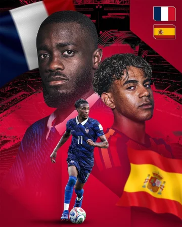 Kicking off the semi-finals with a 𝑩𝑰𝑮 𝑶𝑵𝑬! 🔥🏆

@m.olise & @upamecano will face Spain tonight! On to the final, guys! 👊