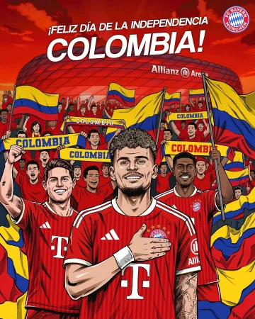 ¡Colombia! 🇨🇴❤️
De parte de todos nosotros aquí en Múnich, les deseamos un muy feliz Día de la Independencia. 🎉🇨🇴
¡Un abrazo enorme! ❤️🤍