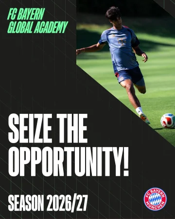 ♦️ 𝗚𝗟𝗢𝗕𝗔𝗟 𝗔𝗖𝗔𝗗𝗘𝗠𝗬 – 𝗔𝗣𝗣𝗟𝗬 𝗡𝗢𝗪! ♦️

If your dream is to become a pro, here’s your opportunity!

Apply to join the #FCBayernGlobalAcademy for your chance to live, train, and play in Munich for the 2026/27 season! 🔴⚪️

📲 Apply now 👉 link in bio!