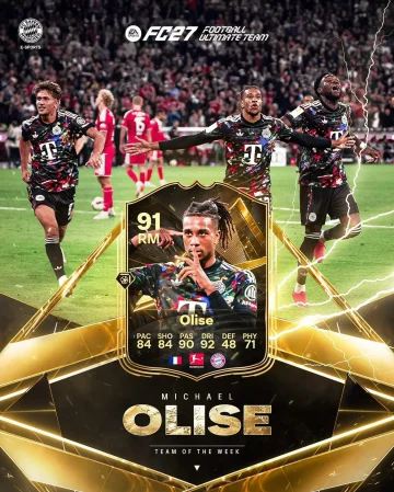 Ad | With 3 ⚽️ and 2 🅰️ @m.olise gets his first, well deserved, #TOTW Card in #FC27 ⚡️