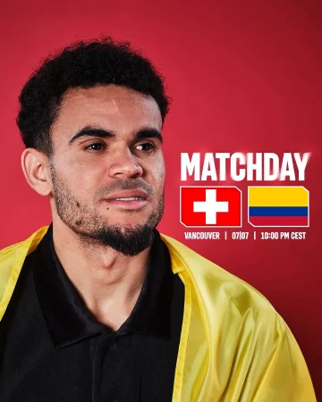 𝑨𝒍𝒍 𝒆𝒚𝒆𝒔 𝒐𝒏 𝒕𝒉𝒆 𝑸𝒖𝒂𝒓𝒕𝒆𝒓𝒔 👀🇨🇴
@luisdiaz19_ & Colombia take on Switzerland in search of a place in the R8. Vamos, Lucho! 🍀