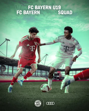 🔴 𝐌𝐀𝐓𝐂𝐇𝐃𝐀𝐘 ⚪️
#FCBU19 🆚 #FCBayernWorldSquad
⏰ Today, 6:00 PM CEST
🏟️ FC Bayern Campus
📺 Live on #FCBayern YouTube
#AudiWSTour
