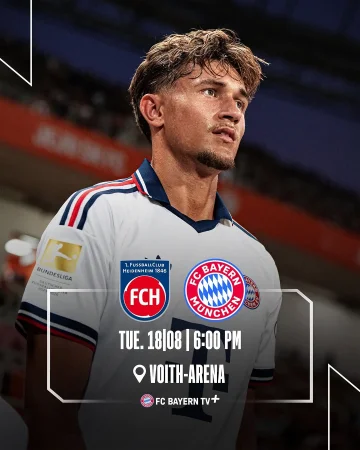 𝟭. 𝗙𝗖 𝗛𝗲𝗶𝗱𝗲𝗻𝗵𝗲𝗶𝗺 𝘃𝘀. 𝗙𝗖 𝗕𝗮𝘆𝗲𝗿𝗻 ⚽️
Another friendly awaits at the Voith-Arena on 18 August at 6 pm. 🔴⚪
More info 👉 Link in bio!