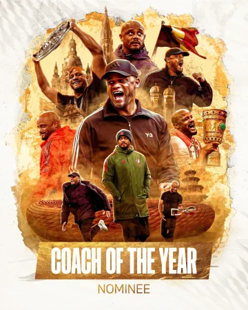 ✨ 𝑴𝒆𝒏’𝒔 𝑪𝒐𝒂𝒄𝒉 𝒐𝒇 𝒕𝒉𝒆 𝒀𝒆𝒂𝒓 𝑵𝒐𝒎𝒊𝒏𝒆𝒆 ✨
Our head coach, Vincent Kompany, has been nominated for the Men’s Coach of the Year award for the very first time, @ballondorofficial! 🙌